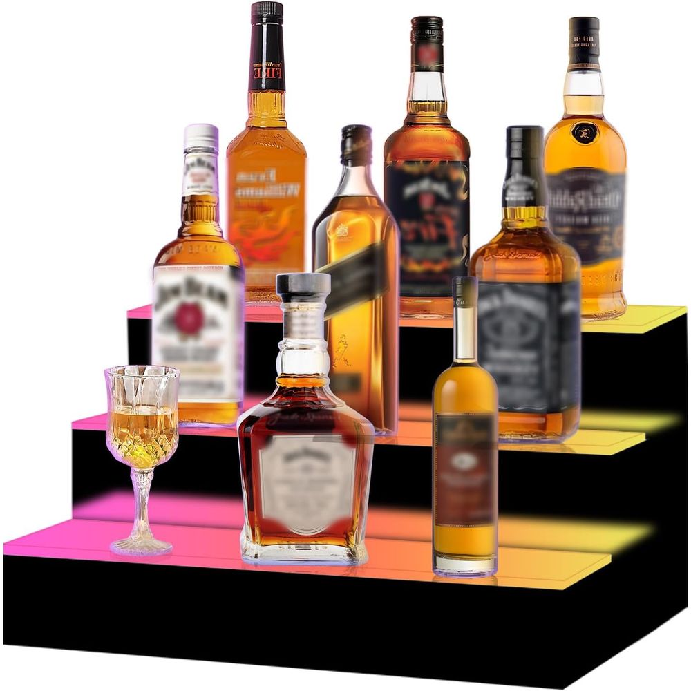 Home Bar Shelves - 16 Inch 3 Step LED Lighted