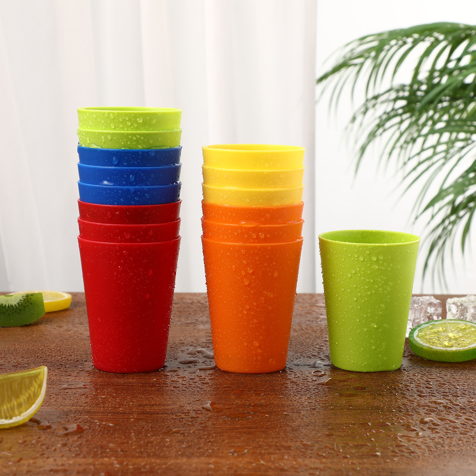 Home Bar Supplies - 15Pcs Plastic Colorful Reusable Unbreakable Drinking
