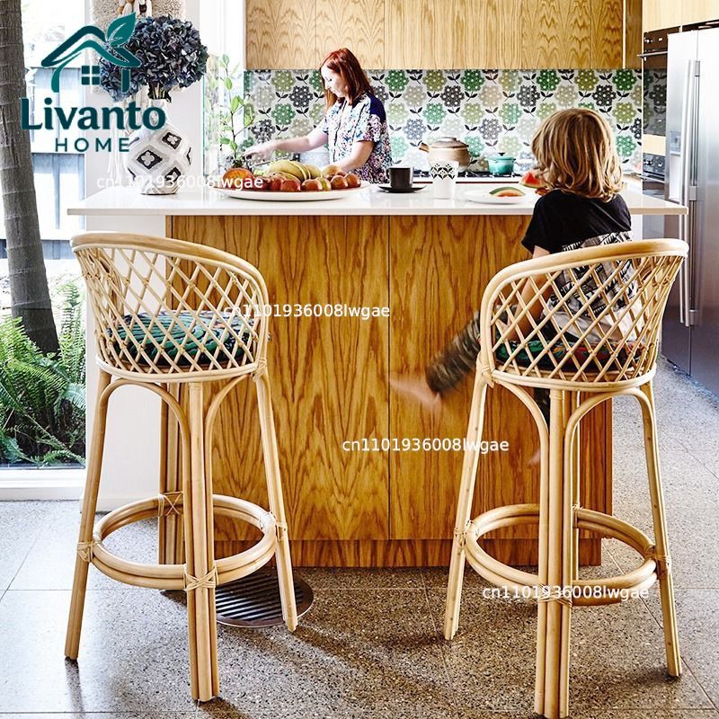 Natural Rattan Bar Stools with - đánh giá và giá Home Bar Seating