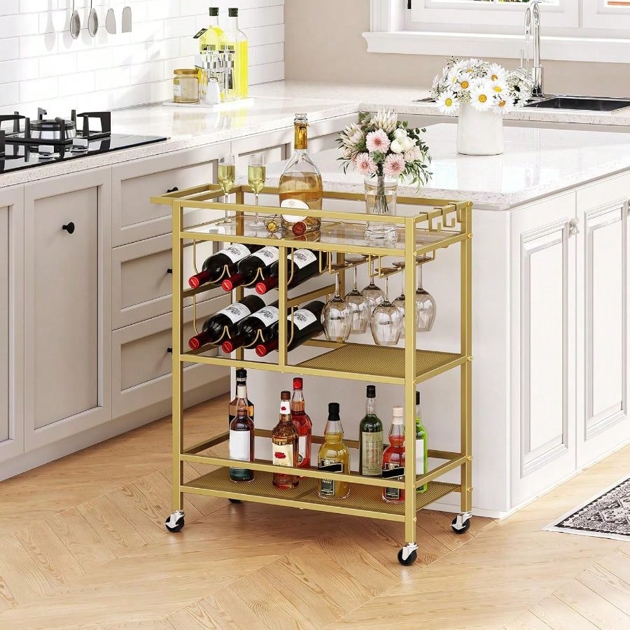 Bar Cart Home, 3-Tier Serving  - đánh giá và giá Bar Cart Gold