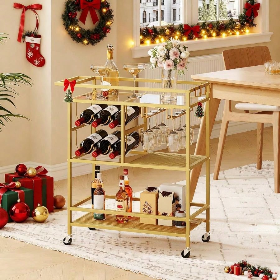Bar Cart Home, 3-Tier Serving  - đánh giá và giá Bar Cart Gold