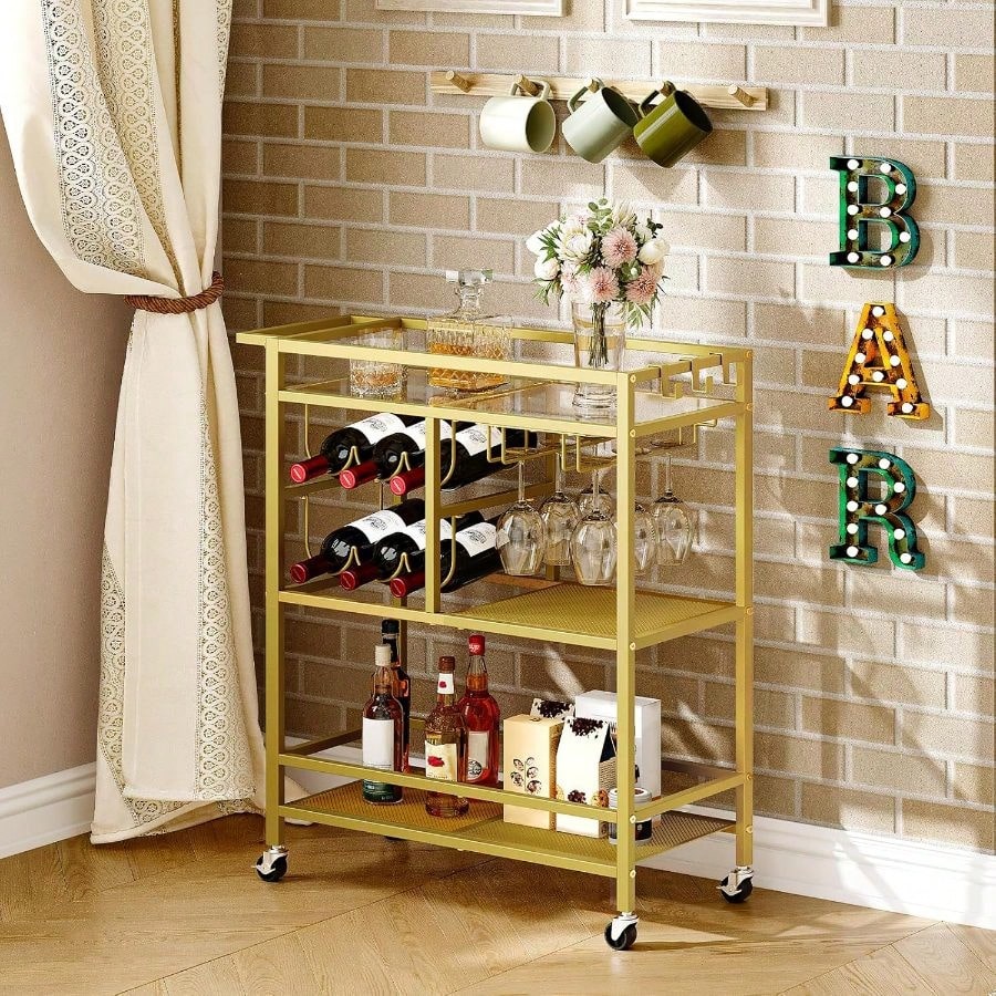 Bar Cart Home, 3-Tier Serving  - đánh giá và giá Bar Cart Gold