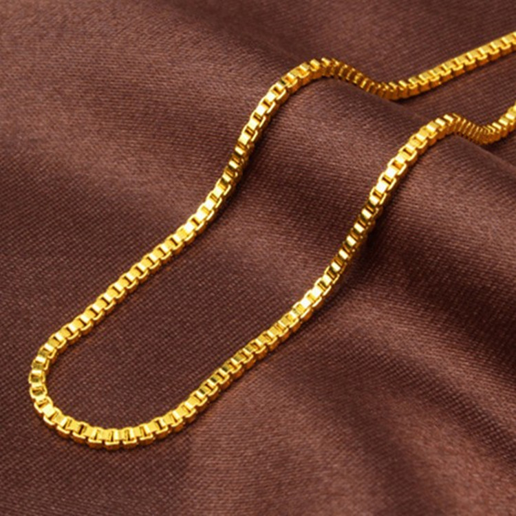 AU999 Box Chain Necklace Women - đánh giá và giá Bar Cart Gold