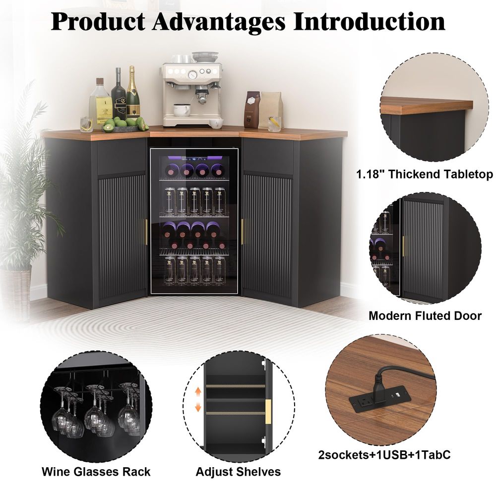 Corner Bar Cabinet with Fridge - đánh giá và giá Home Bar And Fridge