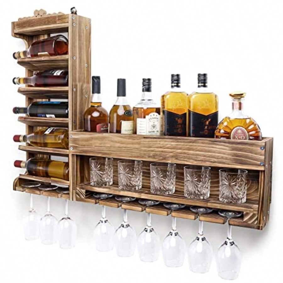 Wine Rack Wall Mounted WoodAlc - đánh giá và giá Home Bar Shelves