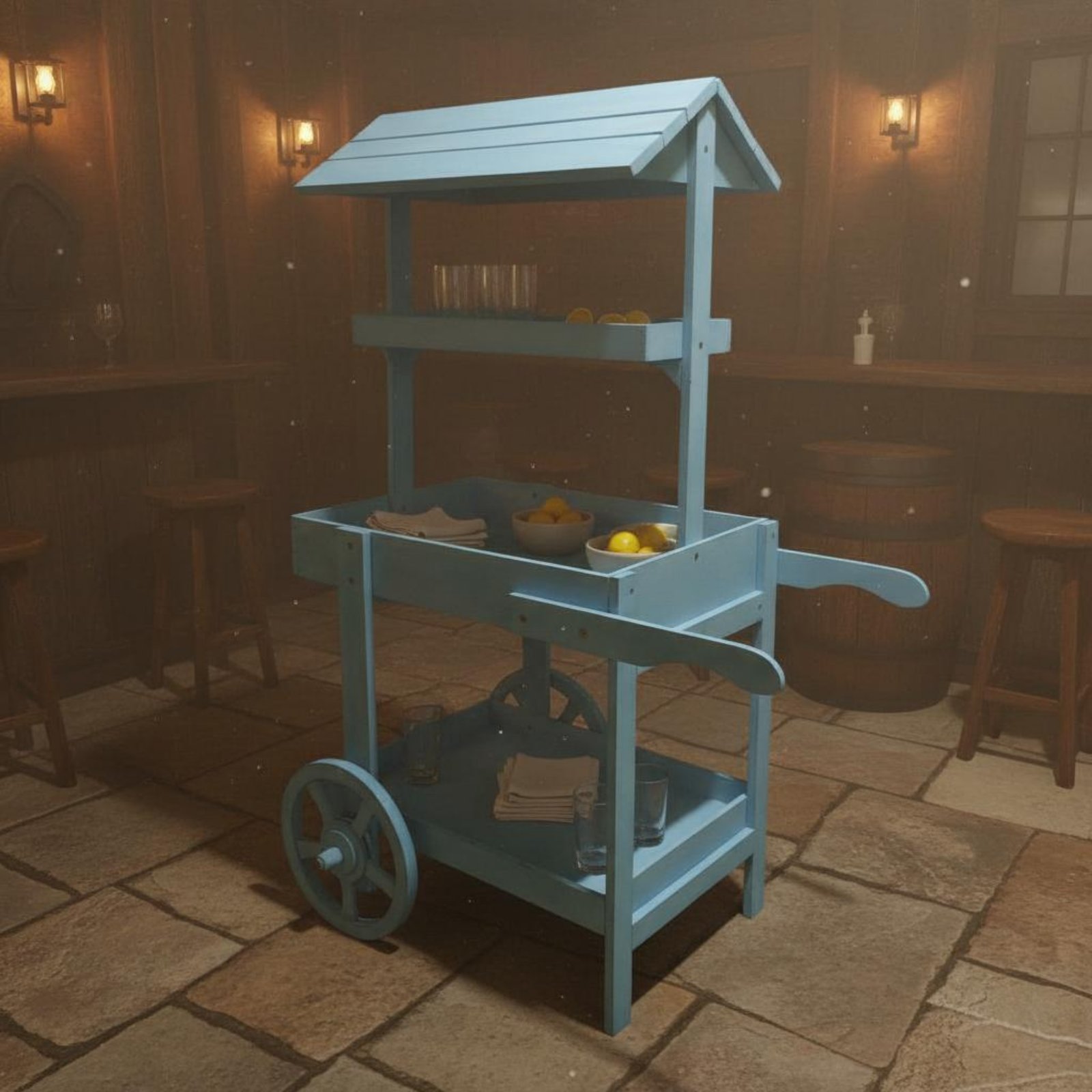 Rustic Display Trolley Wheeled - đánh giá và giá Home Bar Shelves