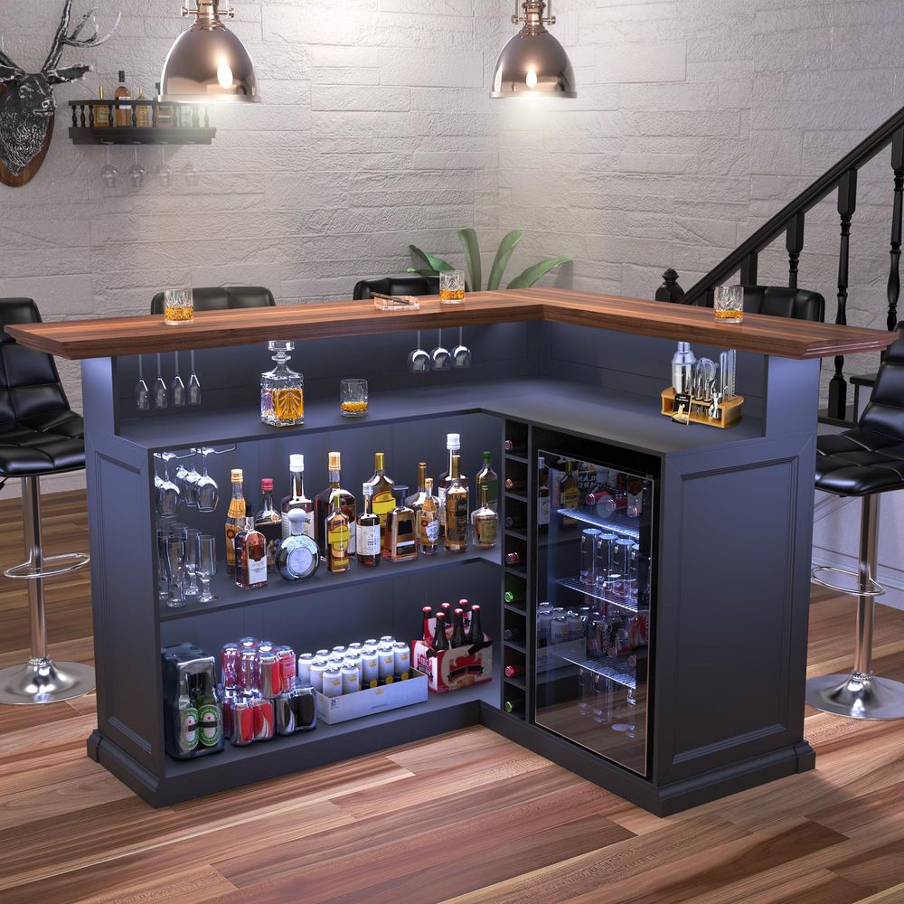L Shaped Home Bar Cabinet with - đánh giá và giá Home Bar And Fridge