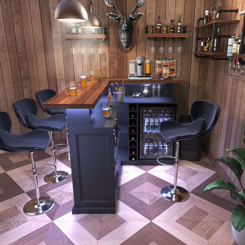 L Shaped Home Bar Cabinet with - đánh giá và giá Home Bar And Fridge