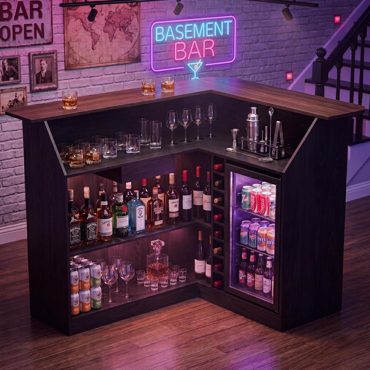 L Shaped Home Bar Unit With Fr - đánh giá và giá Home Bar And Fridge