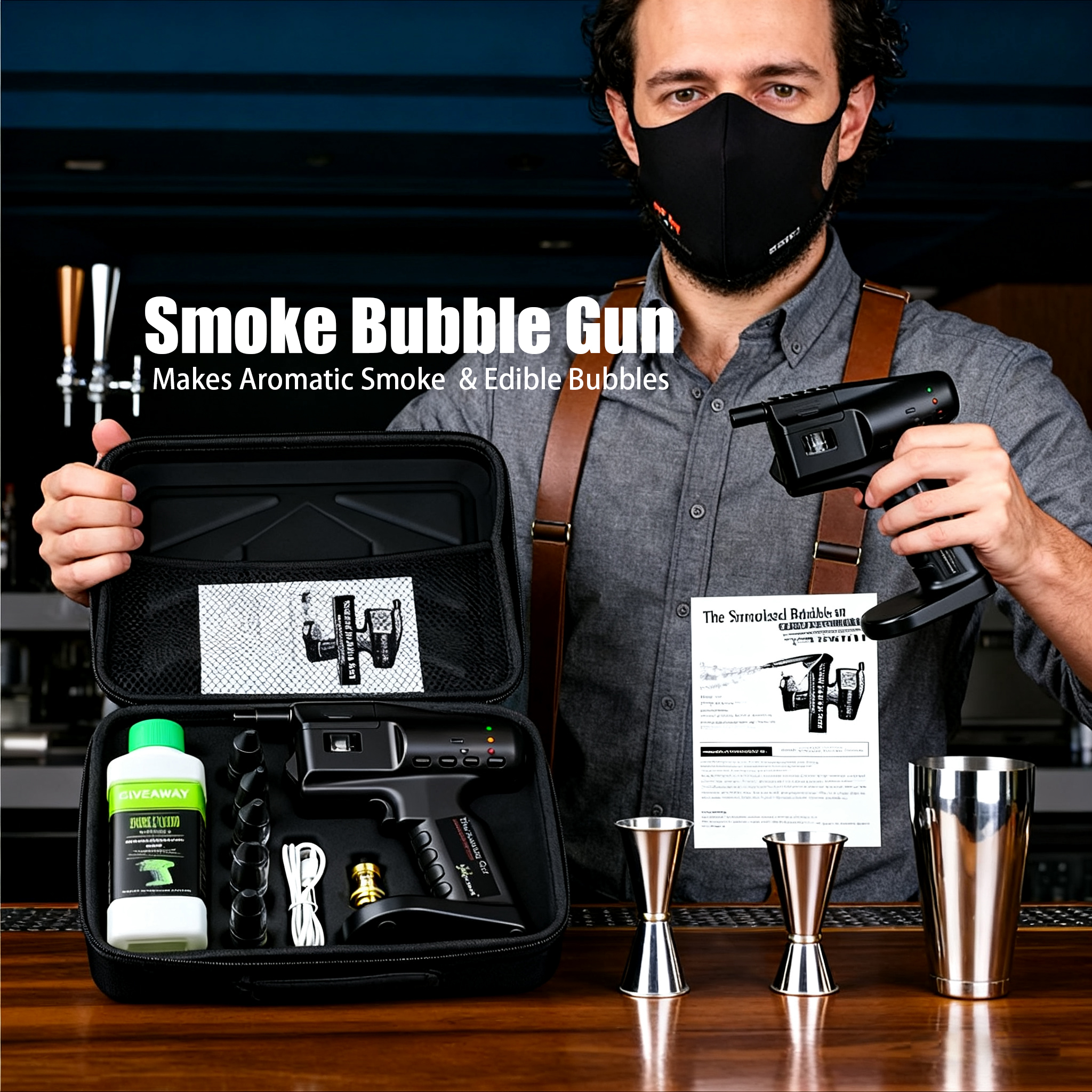 Cocktail Smoke Bubble Gun - US - đánh giá và giá Smoking Gun Kit
