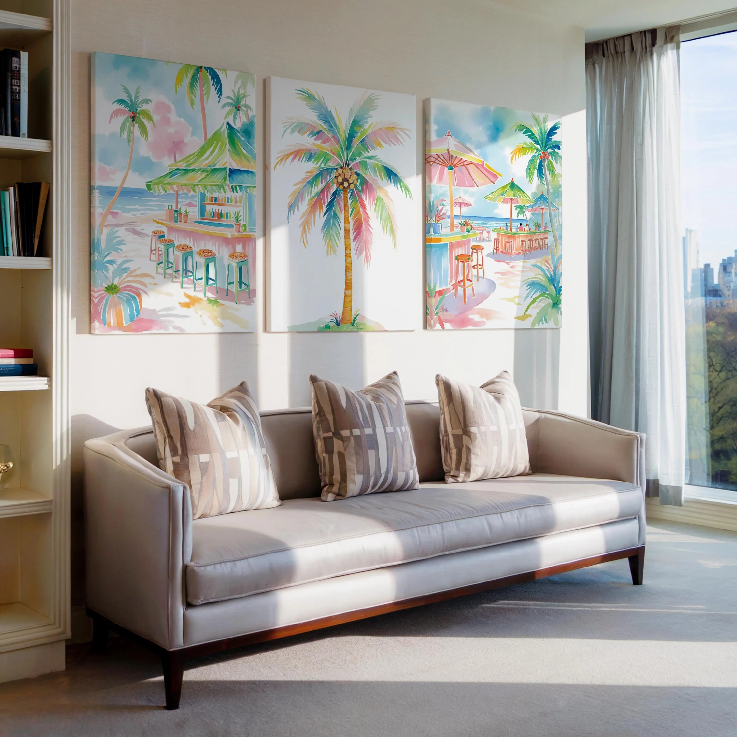Boho Tropical Watercolor Wall  - đánh giá và giá Home Bar Set