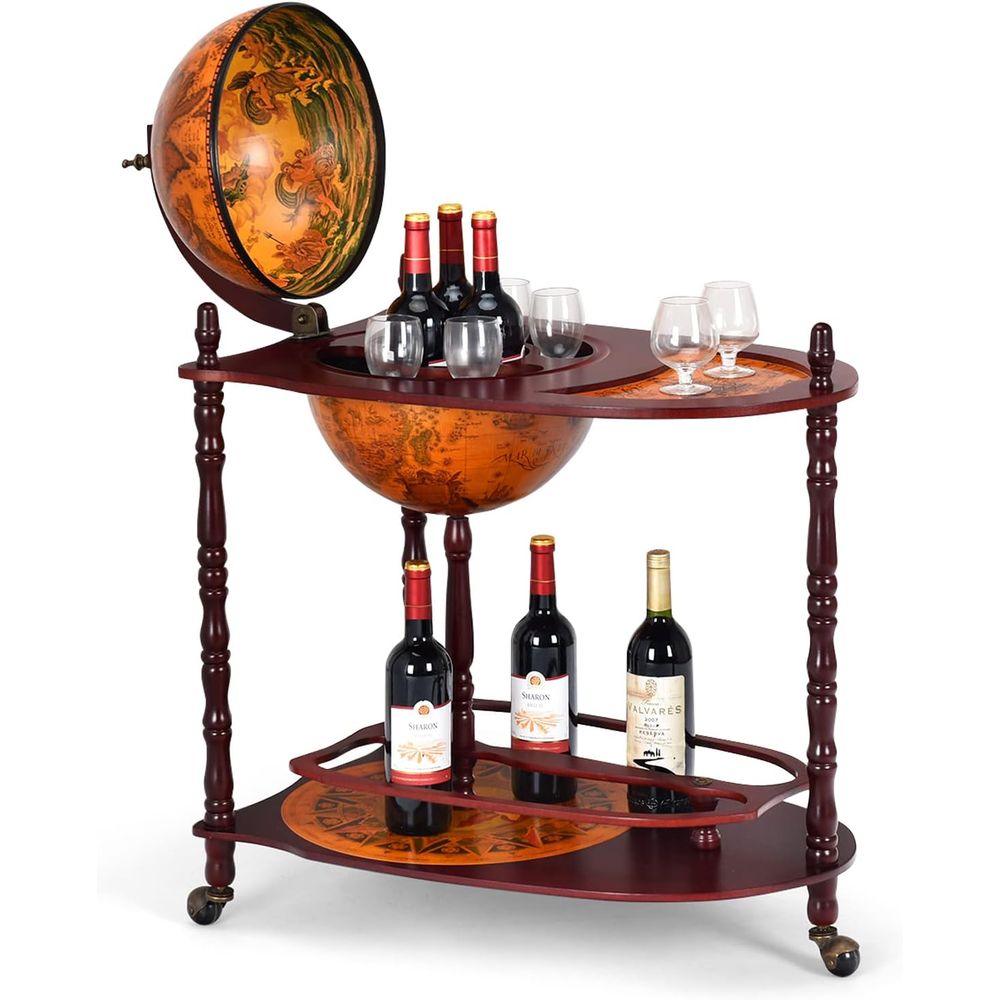 Vintage 34.5 Wheeled Globe Bar - đánh giá và giá Home Bar Shelves