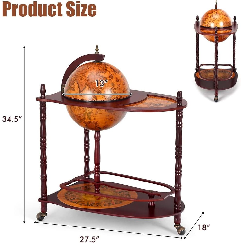 Vintage 34.5 Wheeled Globe Bar - đánh giá và giá Home Bar Shelves