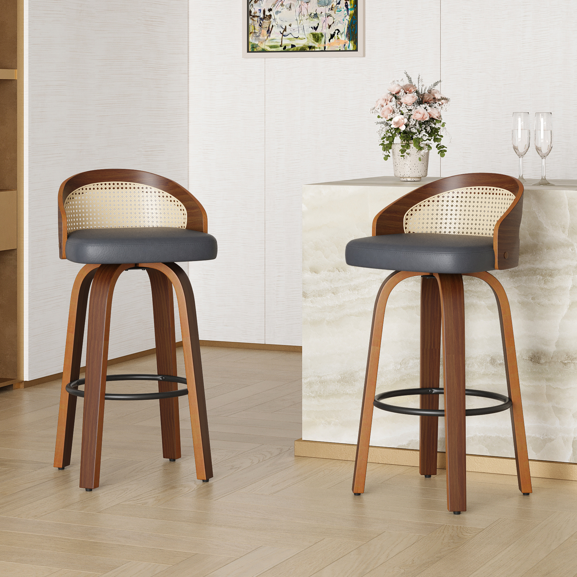 Set of 2 Swivel Bar Stools, Mo - đánh giá và giá Home Bar Seating