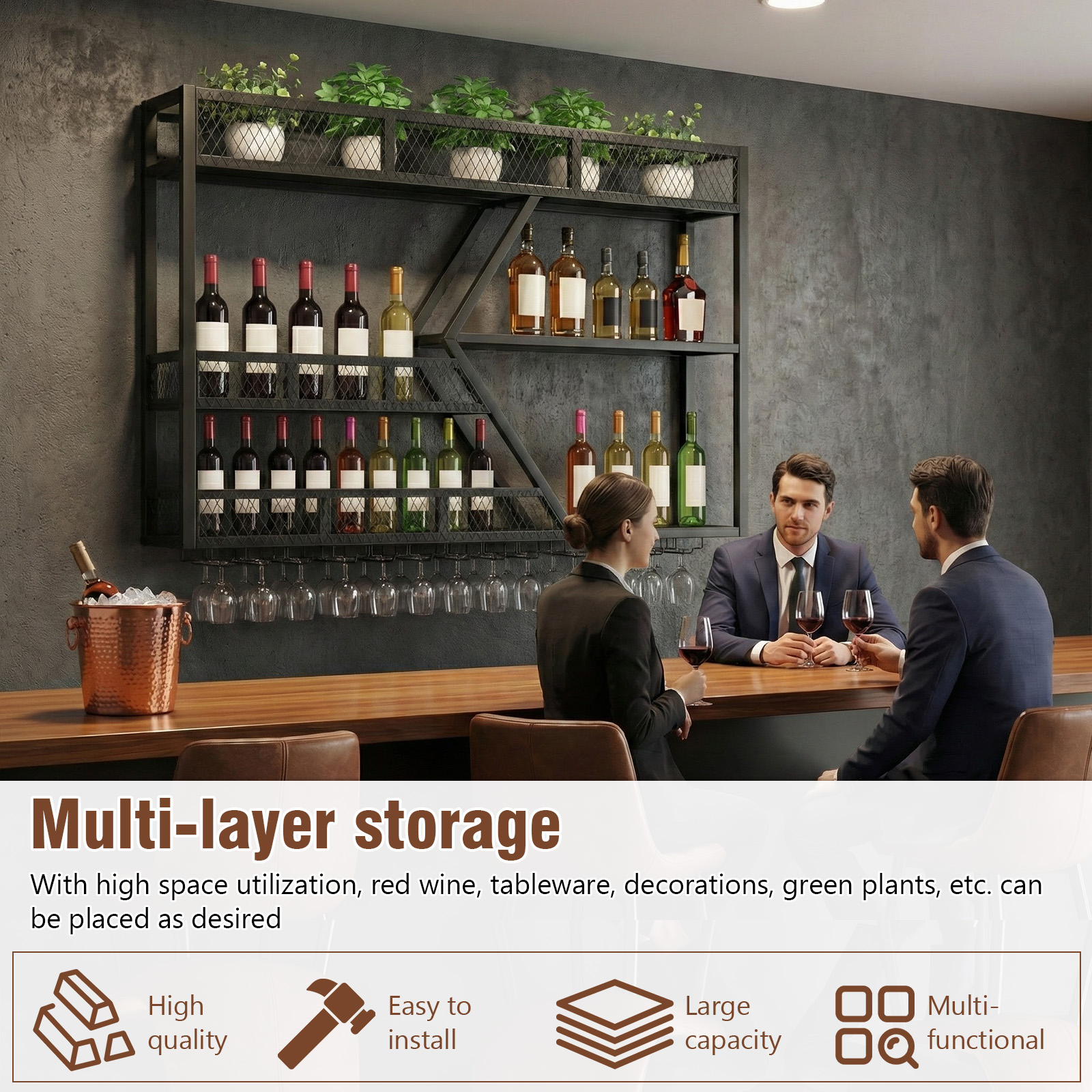 39in 3-Tiers Floating Bar Shel - đánh giá và giá Home Bar Shelves