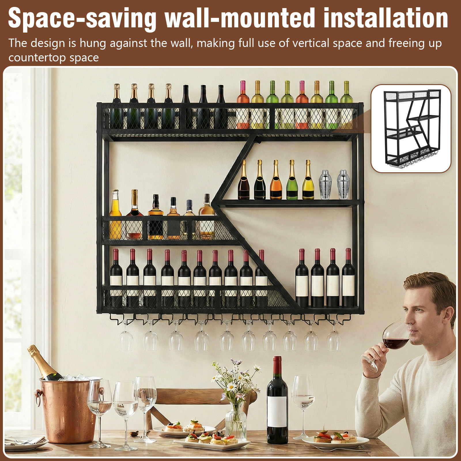 39in 3-Tiers Floating Bar Shel - đánh giá và giá Home Bar Shelves