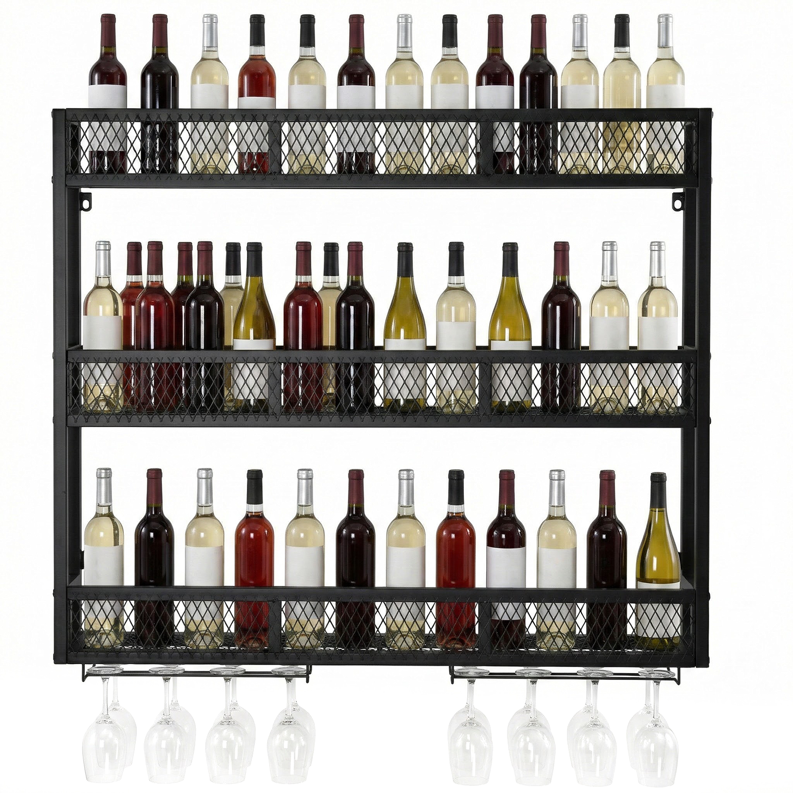 39in 3-Tiers Wall-Mounted Wine - đánh giá và giá Home Bar Shelves