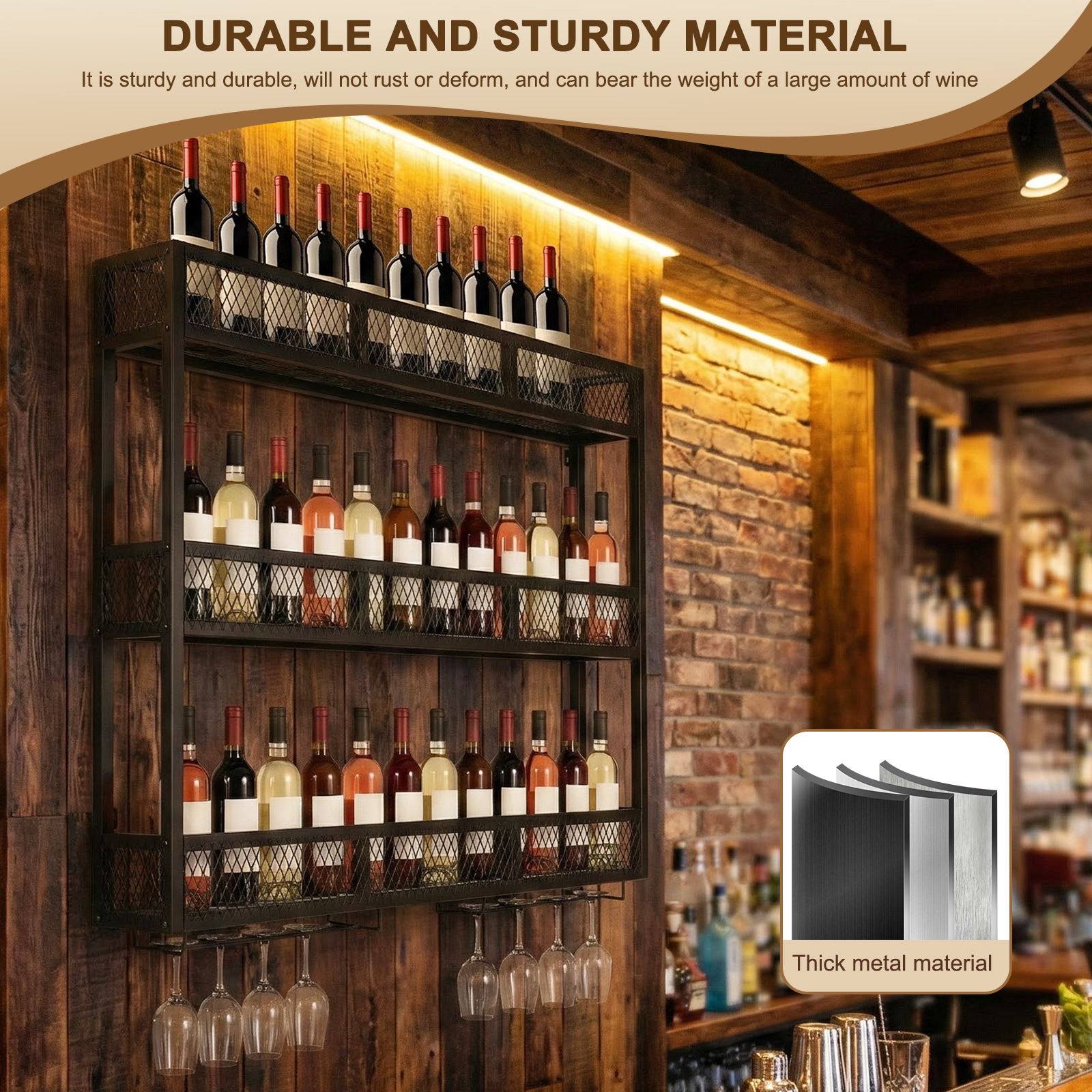 39in 3-Tiers Wall-Mounted Wine - đánh giá và giá Home Bar Shelves