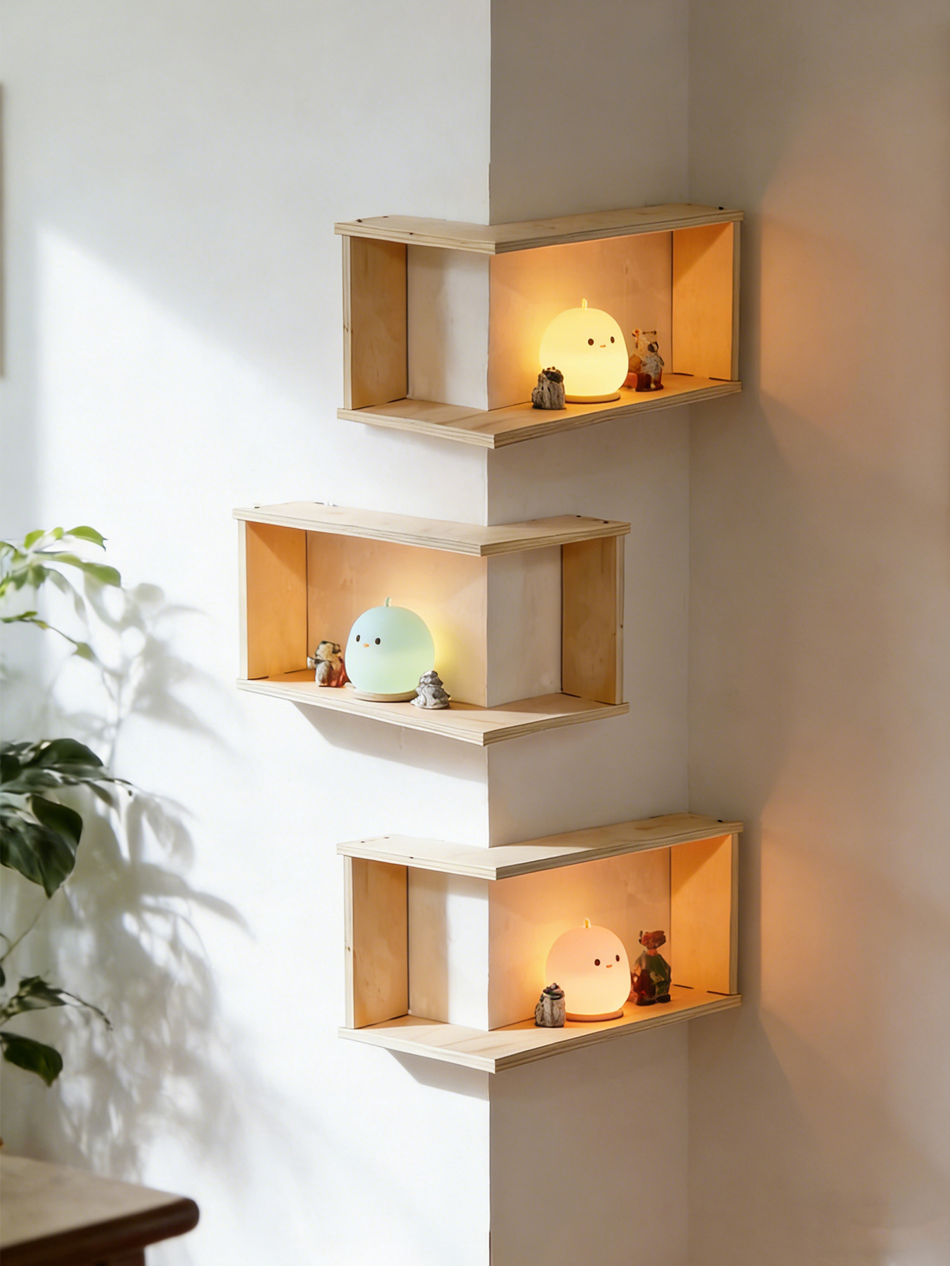 Corner Floating Wooden Shelves - đánh giá và giá Home Bar Shelves