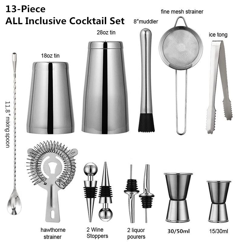13Pcs/Set Stainless Steel Cock - đánh giá và giá Boston Shaker Set
