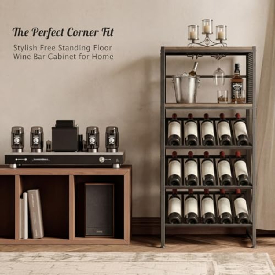Corner Wine Rack with Glass Ho - đánh giá và giá Home Bar Shelves