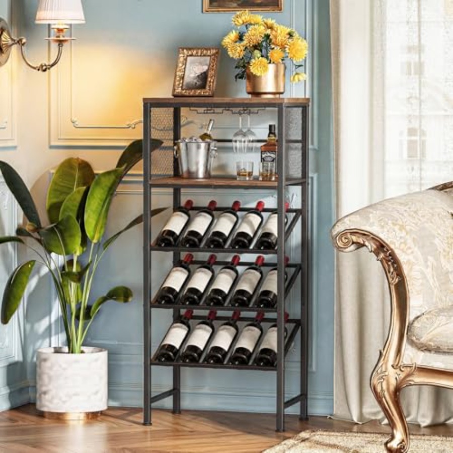 Corner Wine Rack with Glass Ho - đánh giá và giá Home Bar Shelves